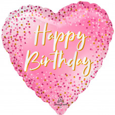 Кулька фольгована з гелієм Серце HB Рожеве в конфетті 18"(45см)
